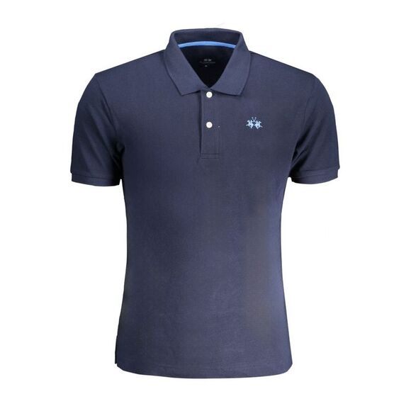 La Martina Blue Cotton Men Polo Men's Shirt